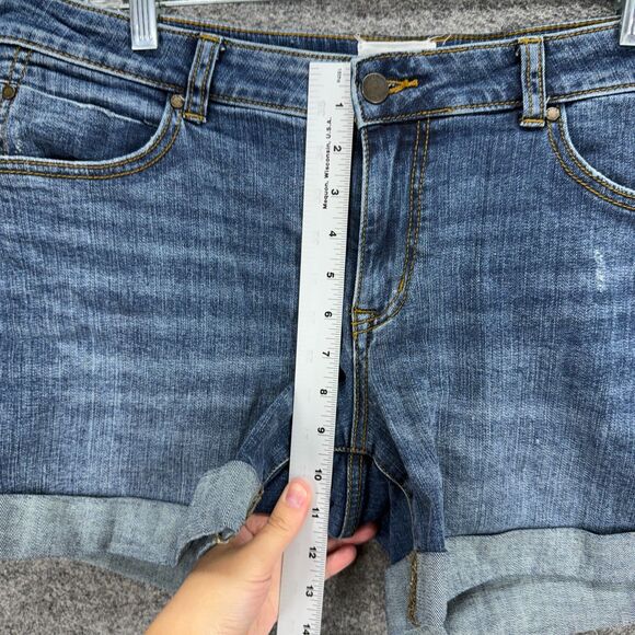 Caslon Shorts Women 30 Plus Blue Denim Dark Wash Mid Rise Cuffed Chino Pockets - Picture 4 of 9